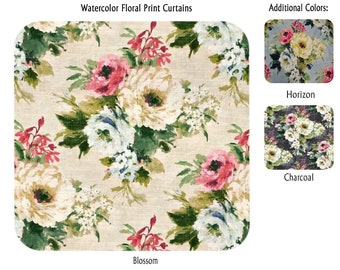 Watercolor Floral Print Curtains