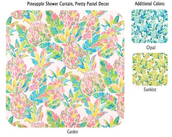 Pineapple Shower Curtain, Pretty Pastel Decor