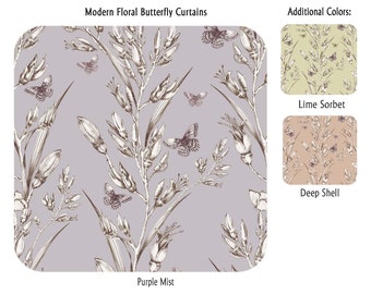 Modern Floral Butterfly Curtains