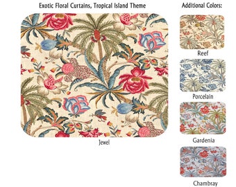 Exotic Floral Curtains, Tropical Island Theme