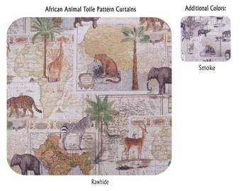 African Animal Toile Pattern Curtains