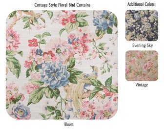 Cottage Style Floral Bird Curtains