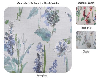 Watercolor Style Botanical Floral Curtains