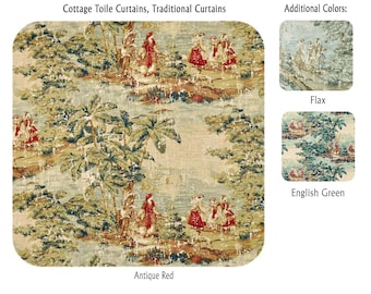 Cottage Toile Curtains, Traditional Curtains