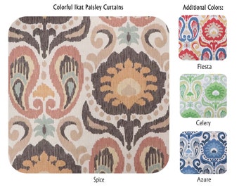 Colorful Ikat Paisley Curtains