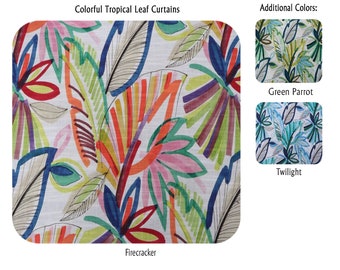 Colorful Tropical Leaf Curtains