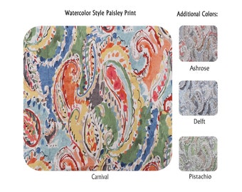 Watercolor Style Paisley Print Curtains
