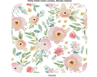Pretty Pastel Floral Curtains, Nursery Valance