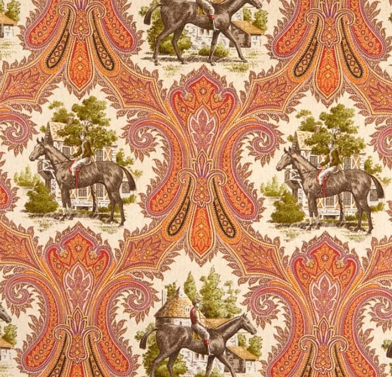 Horse Toile, Equestrian Curtains Spice