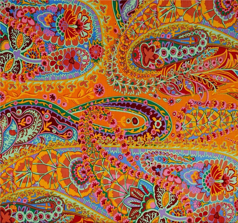 Boho Shower Curtain Bright Orange Paisley Etsy
