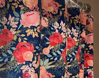 Blue Summer Floral Curtains