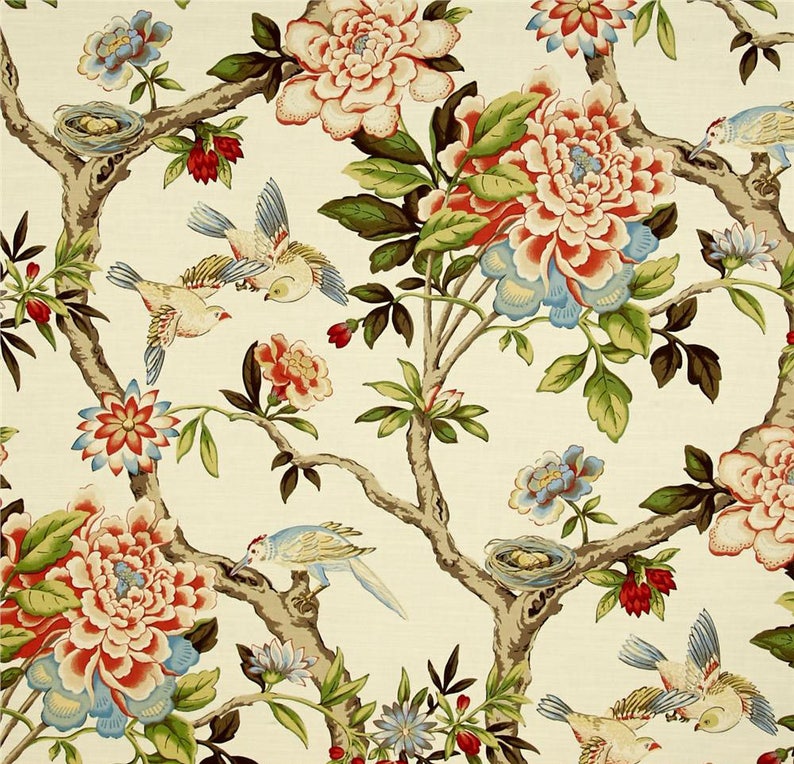 Burnt Orange Curtains Bird Floral Drapes Etsy