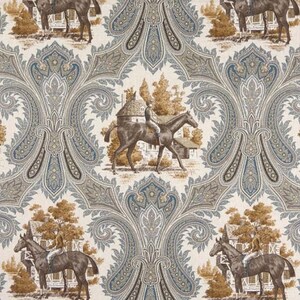 Horse Toile, Equestrian Curtains Putty