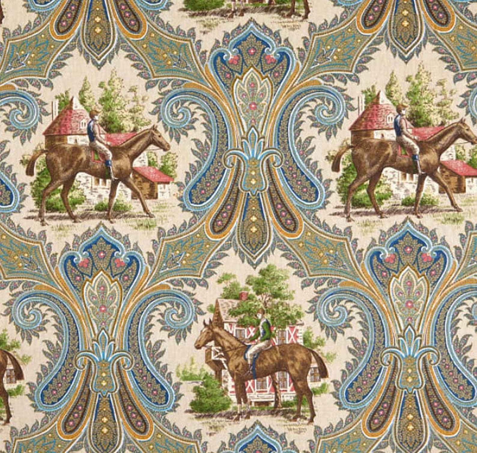 Horse Toile Equestrian Curtains Etsy