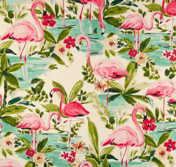 Retro Pink Flamingo Curtains Mid Century Decor Etsy