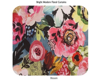 Bright Modern Floral Curtains