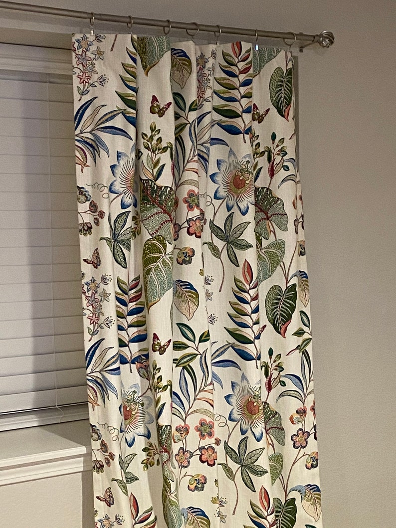 Bright Botanical Curtains Butterfly Garden | Etsy