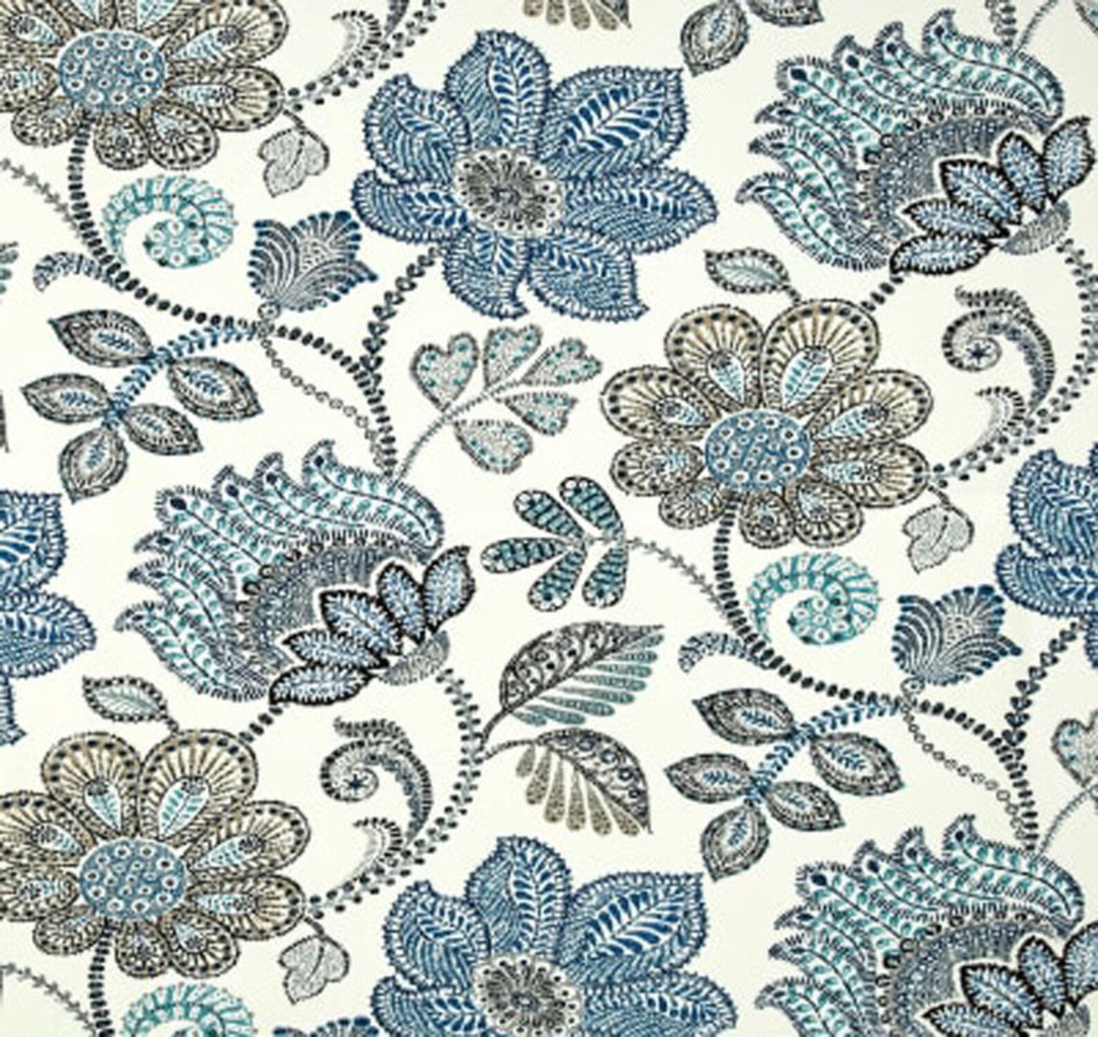 Blue Grey Shower Curtain Modern Floral Denim Blue Etsy