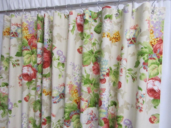 Cottage Shower Curtain Pretty Floral Shabby Chic Style Decor Etsy