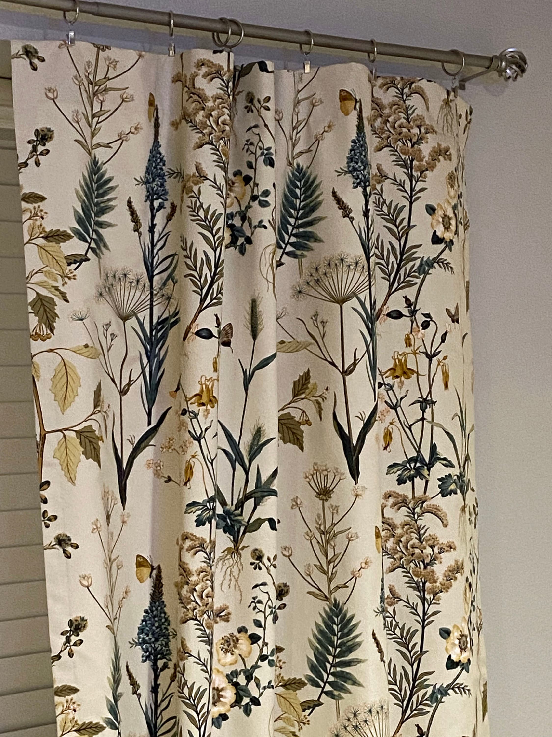 Neutral Botanical Curtains Plant Print Etsy