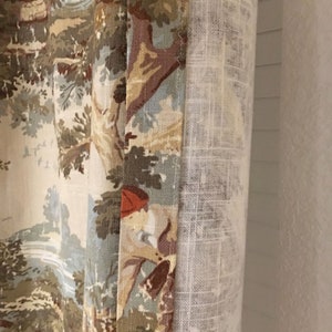 Rustic Hunting Fishing Toile Drapes, Blue Green Curtains image 8