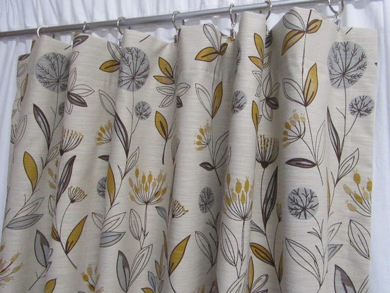 Retro Floral Curtains Botanical Print Etsy