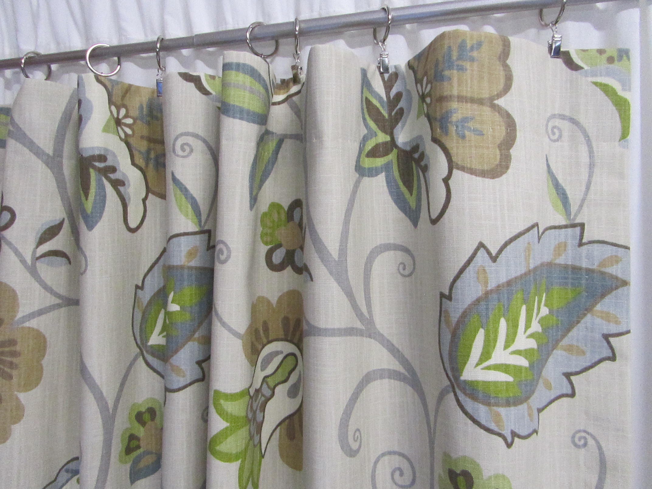 Modern Taupe/Gray Curtains Trendy Large Floral Drapes Large Etsy