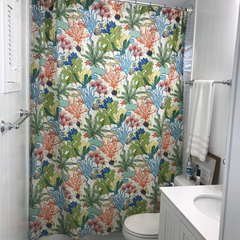 Beach Shower Curtain Ocean Theme Bathroom Decor Etsy