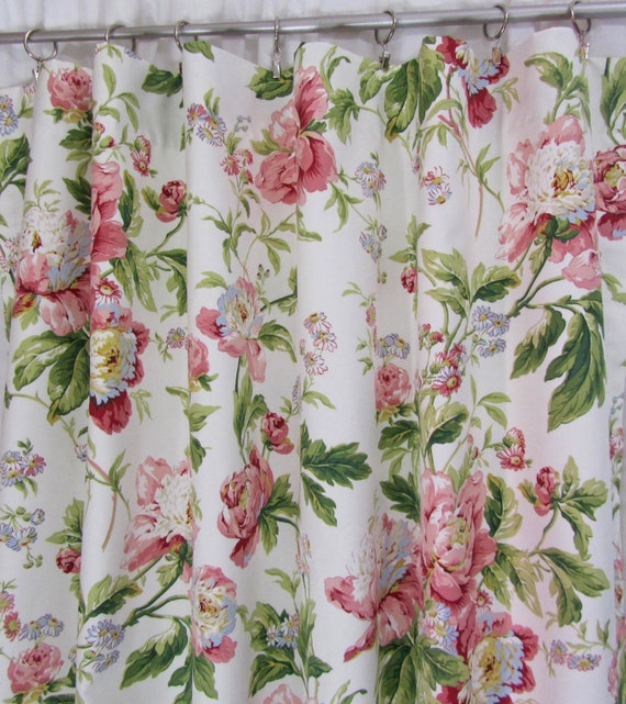 Pink Floral Curtains Shabby Chic Drapery Panels Etsy