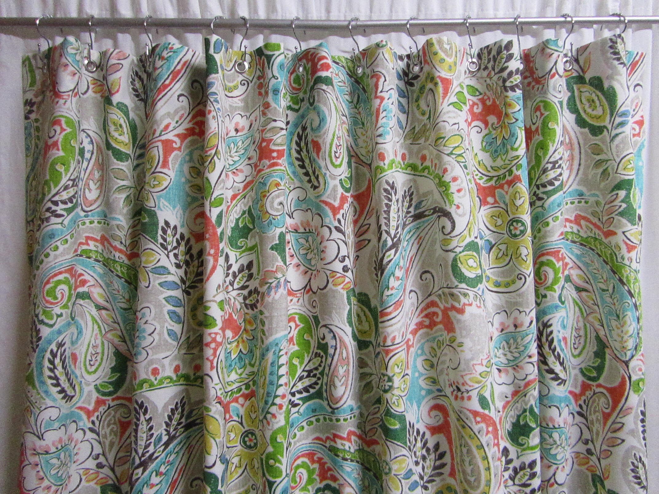 Paisley Shower Curtain Blue Coral Shower Curtain Abstract Etsy