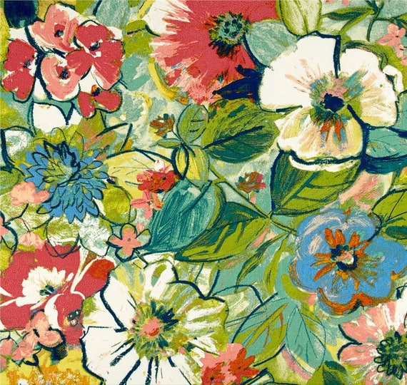 Abstract Floral Shower Curtain Bright Multicolored Etsy