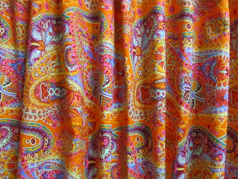 Boho Shower Curtain Bright Orange Paisley Etsy