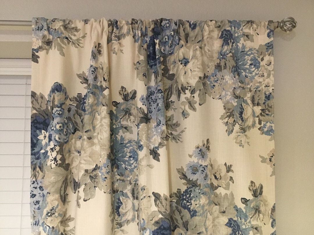 Blue Cottage Floral Curtains Shabby Chic - Etsy
