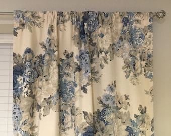 Blue Cottage Floral Curtains, Shabby Chic