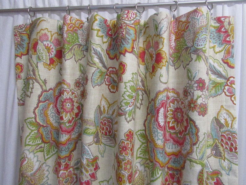 Colorful Floral Drapes Jacobean Floral Curtains MultiColor Etsy
