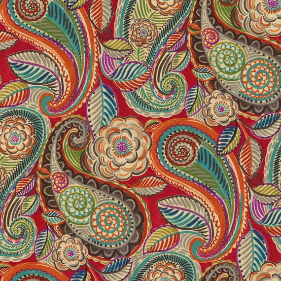 Colorful Patterned Curtains Bright Paisley Etsy