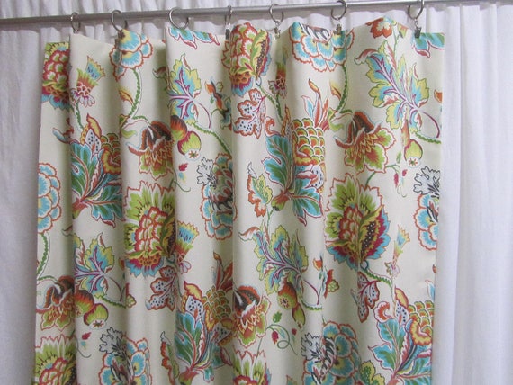 Bright Floral Curtains Multicolored Home Decor Etsy