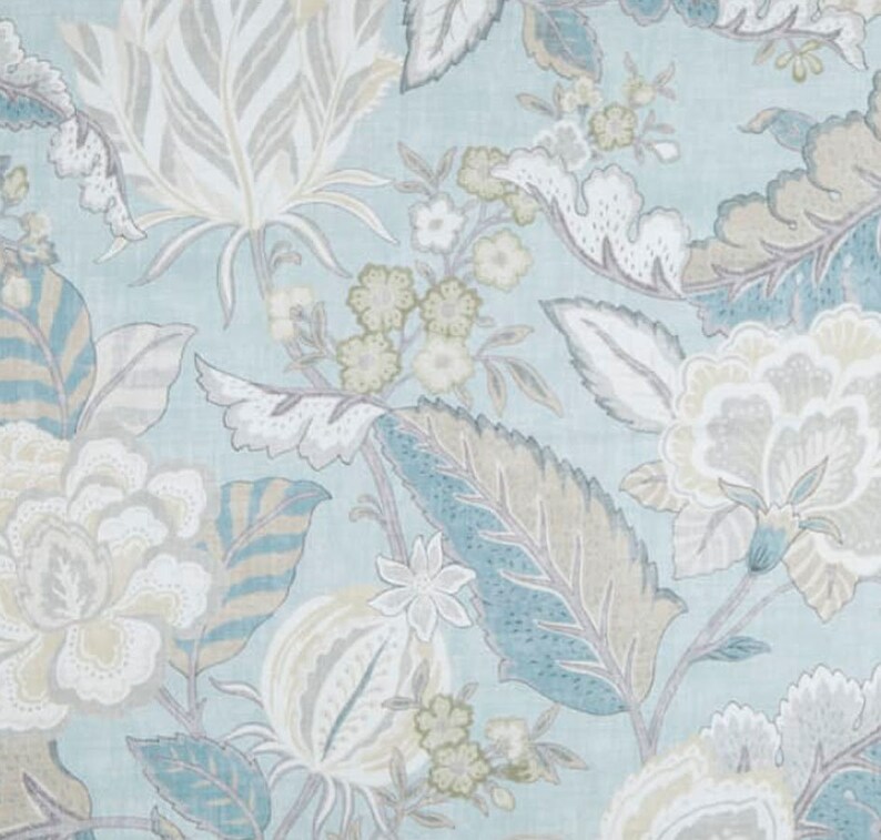 Cloud Blue Floral Living Room Curtains Etsy
