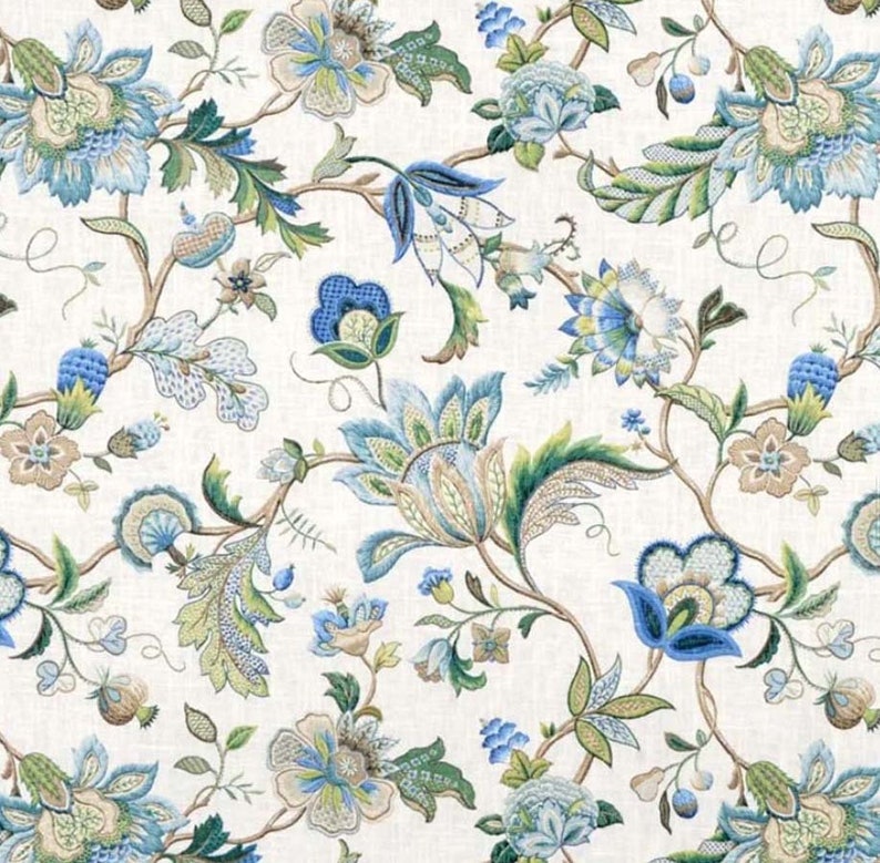 Jewel Tone Jacobean Floral Window Curtains Etsy