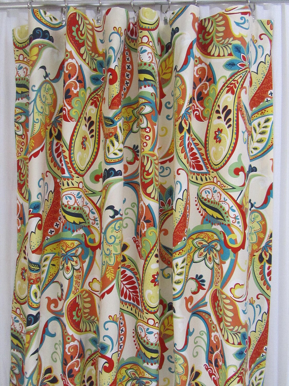 Paisley Window Curtains Orange Home Decor Etsy
