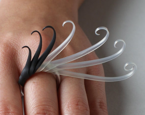 Sue Ring with Soft Black and Translucent spines - made to order