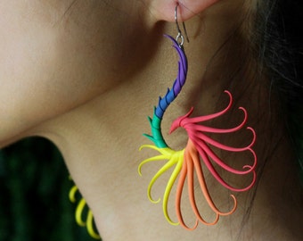 Rainbow Large Swoop Earrings