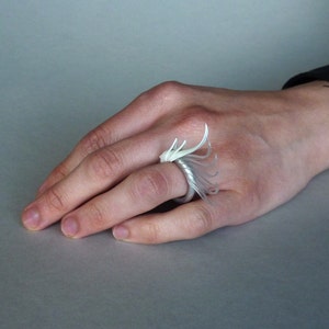 Elytron Shard Multiplume Ring with soft white and clear spikes image 2