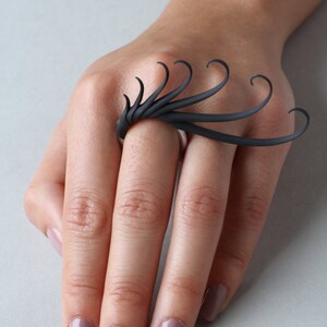 Black Seven Spike Plume Ring image 3