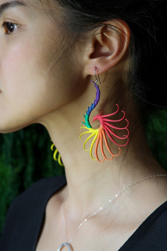 Rainbow Large Swoop Earrings