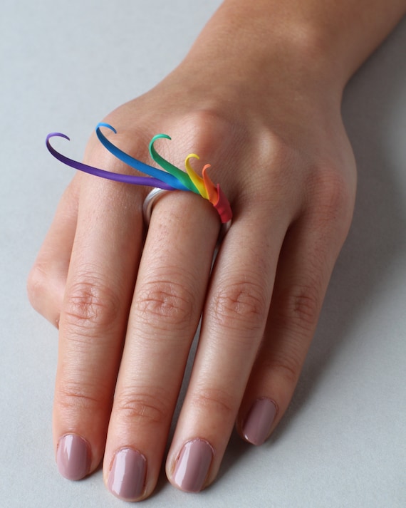 Rainbow Multiplume Ring