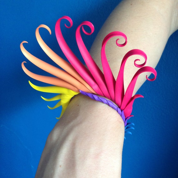 Rainbow Multiplume Bracelet with soft spikes
