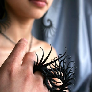 CUSTOM Mussorgsky Ring with Soft Black Spikes image 4