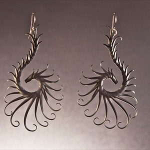 Nykteris Wing Large Swoop Earrings with Soft Spikes image 1