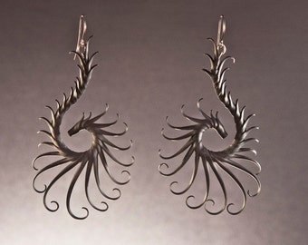 Nykteris Wing Large Swoop Earrings with Soft Spikes